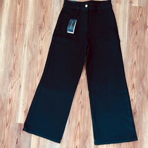 Piombo Black Flare Wide-Leg Stretch Cotton Jeans
